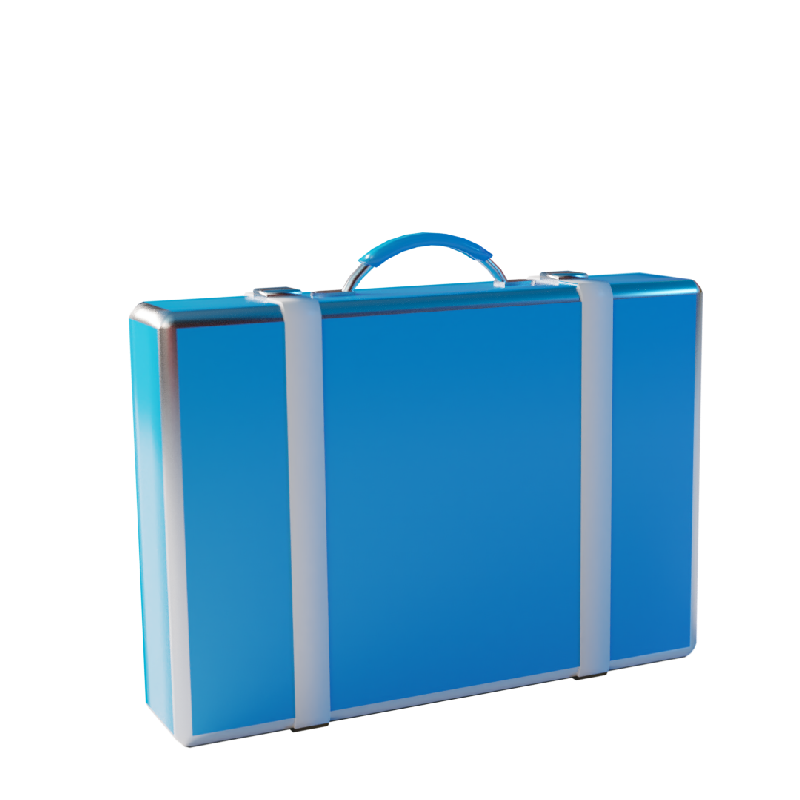 3D blue and white briefcase