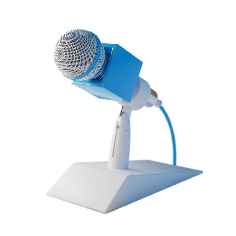 3D blue and white microphone