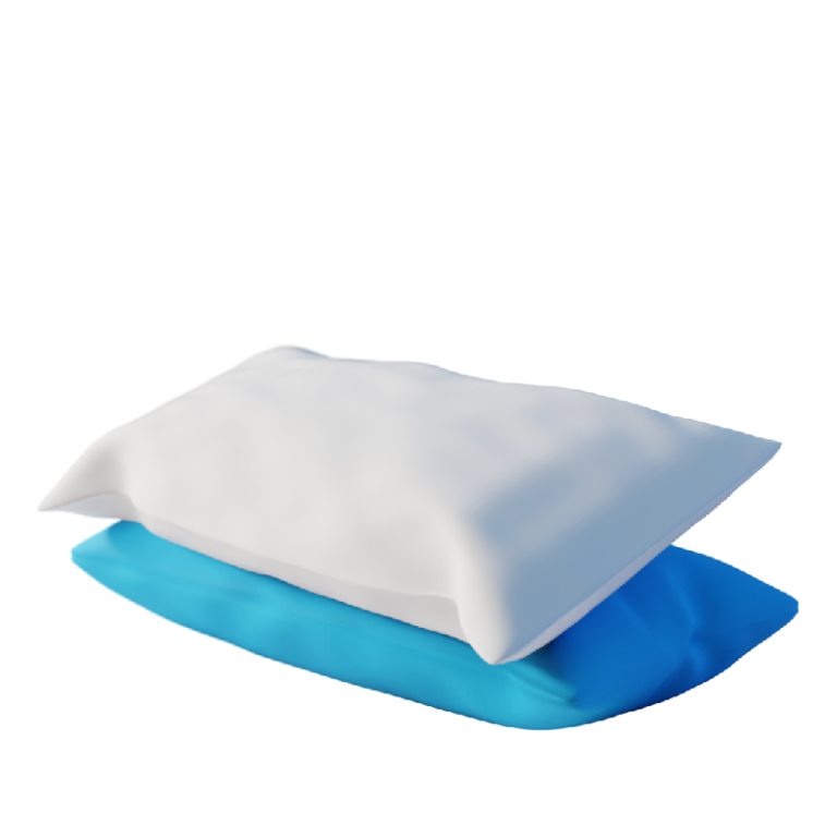 3D blue and white pillows