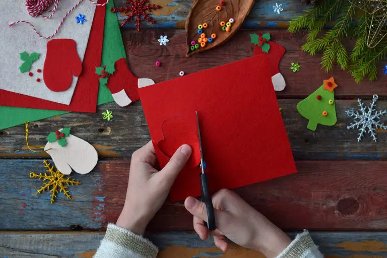 Hands making a seasonal card